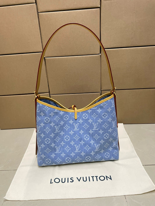 Louis Vuitton Denim Tote Carry All Shoulder Bag