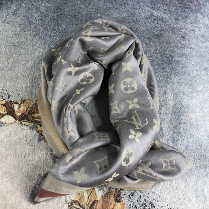 Louis Vuitton Scarf Grey Silk