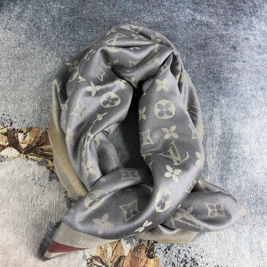 Louis Vuitton Scarf Grey Silk