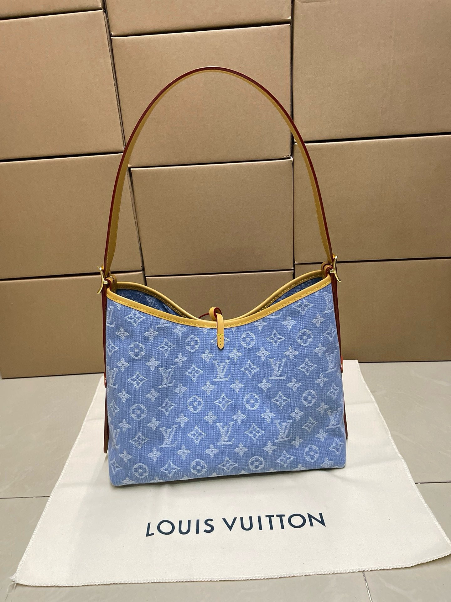 Louis Vuitton Denim Tote Carry All Shoulder Bag