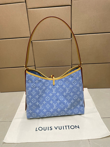 Louis Vuitton Denim Tote Carry All Shoulder Bag