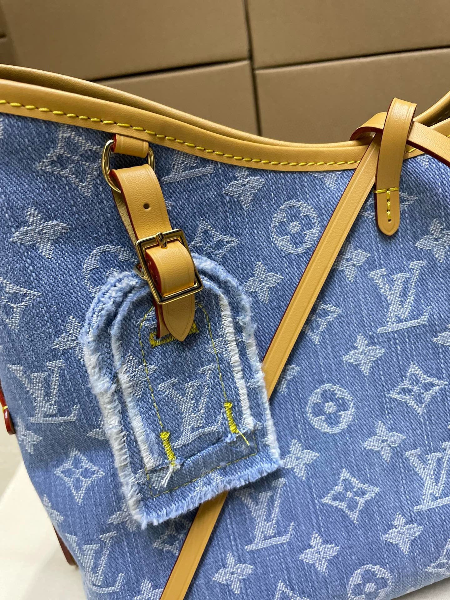 Louis Vuitton Denim Tote Carry All Shoulder Bag