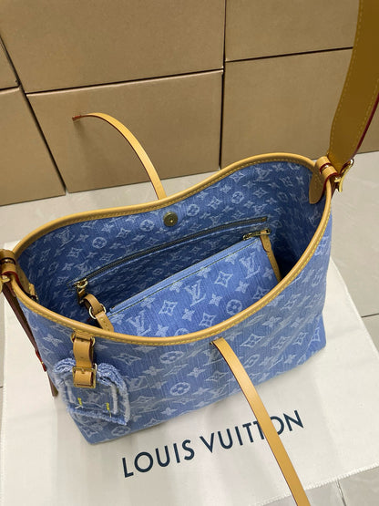 Louis Vuitton Denim Tote Carry All Shoulder Bag