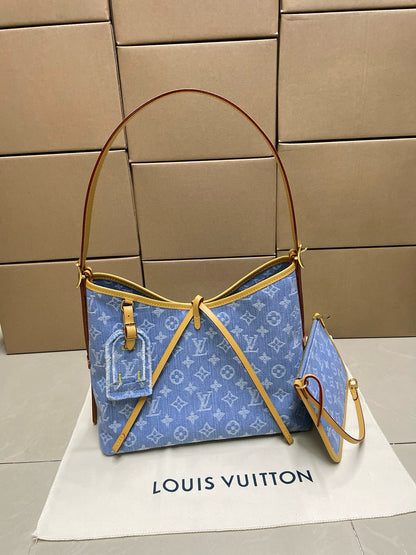 Louis Vuitton Denim Tote Carry All Shoulder Bag