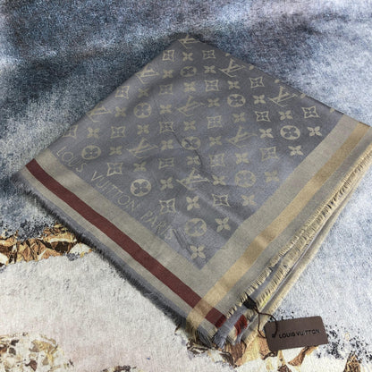Louis Vuitton Scarf Grey Silk